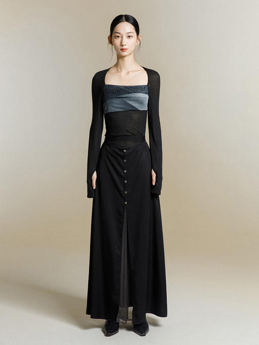 MURMURMI/MT166/印花拼接方领T恤 女初秋长袖上衣 商品图3