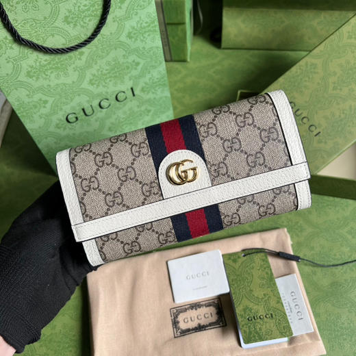 Gucci白色老花长款钱包 商品图0