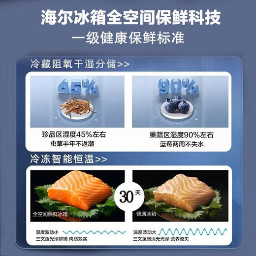 海尔冰箱家用461升十字对开门四开门零嵌超薄嵌入式平隐式新一级能效全空间保鲜智能电冰箱EPP超净变频 461升零嵌宽幅变温461WGHTD14B2U1 商品图4