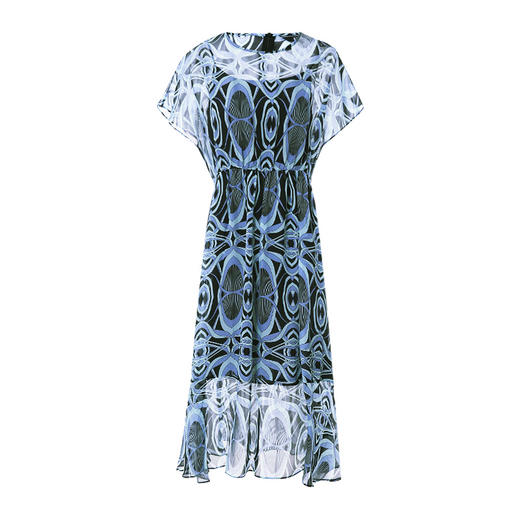 EITIE爱特爱夏款新品100%桑蚕丝优雅显瘦高腰舒适印花连衣裙7007728 商品图5