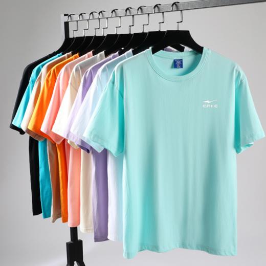 89到手2件【鸿星尔克220g精梳纯棉宽松版短袖圆领T恤情侣款EK-MYDWJP220】100%纯棉质地~柔软透气不透光！买一送一‼️ 商品图0