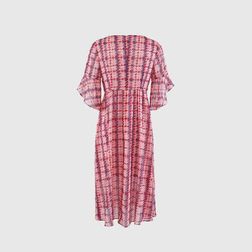 水袖腰木耳边V领连衣裙 商品图2