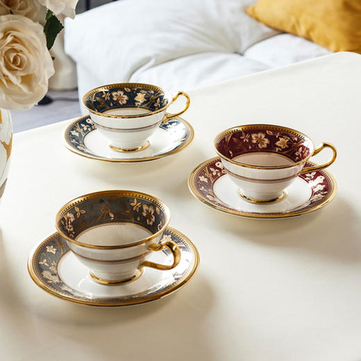 Noritake则武 SUBLIME日式花鸟图奢华骨瓷咖啡杯24K金红茶杯送礼 商品图3