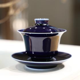 景瓷雍正霁蓝三才盖碗