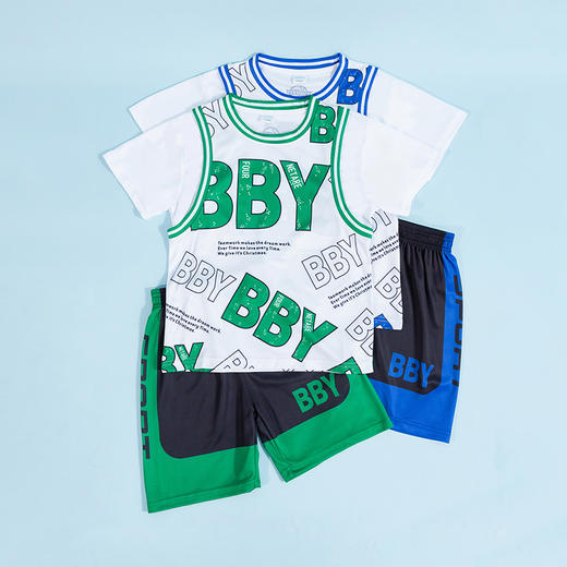 贝贝怡男童夏季短袖短裤运动套装儿童球衣速干服中大童篮球服套装232T2566 商品图11