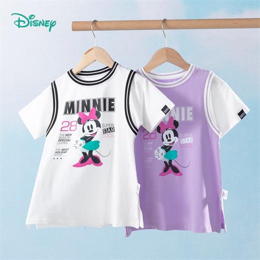 【商场同款】迪士尼童装女童短袖连衣裙夏季透气中大童米妮宝宝运动休闲裙子 商品图0