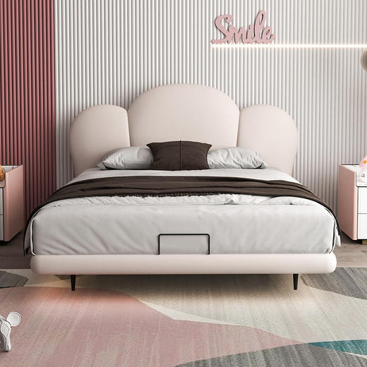 喜梦宝软包床儿童床悬浮床女孩公主床童趣花瓣造型 商品图0