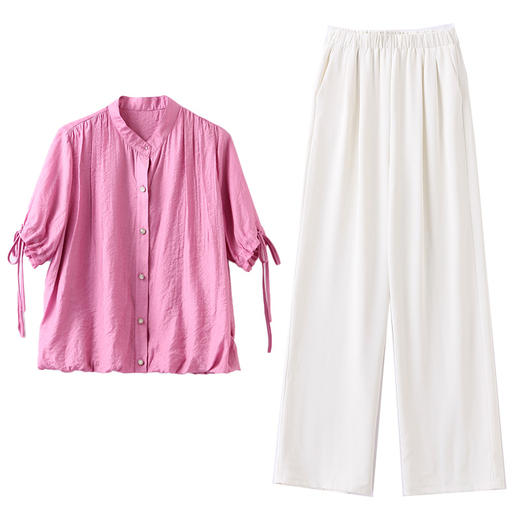 气质清新，短袖上衣阔腿裤两件套裤HR-AQHUI23050-1 商品图4