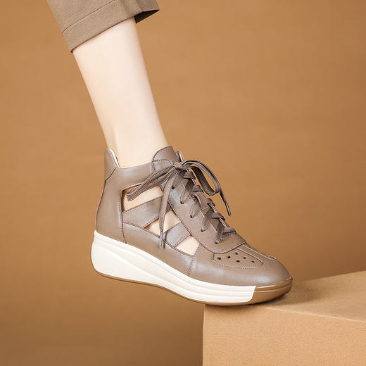 坡跟圆头凉鞋，时尚中跟女鞋XYM-k768 商品图3