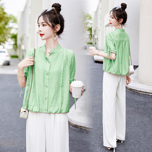 气质清新，短袖上衣阔腿裤两件套裤HR-AQHUI23050-1 商品图3
