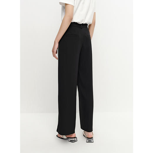 NEELLY纳俪商场同款黑色通勤西装裤女撞色竖条阔腿休闲裤百搭新款N23051H01135 商品图3