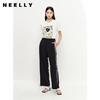 NEELLY纳俪商场同款黑色通勤西装裤女撞色竖条阔腿休闲裤百搭新款N23051H01135 商品缩略图1