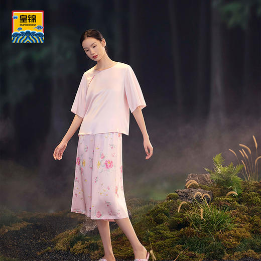 【皇锦】真丝印花五分短袖七分裤分身套装 商品图2