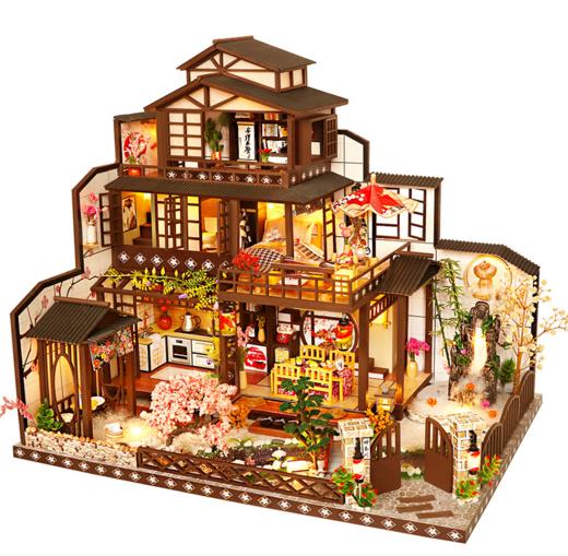 【儿童玩具】弘达新款DIY小屋古都望月创意复古日式手工拼装建筑模型别墅玩具 商品图0