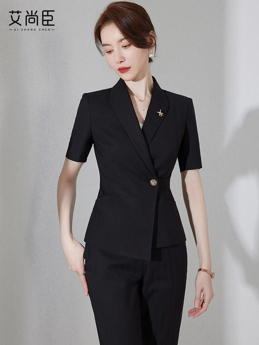 黑色西装外套女2025新款小个子职业西服套装工作服夏季短袖职业装 商品图2