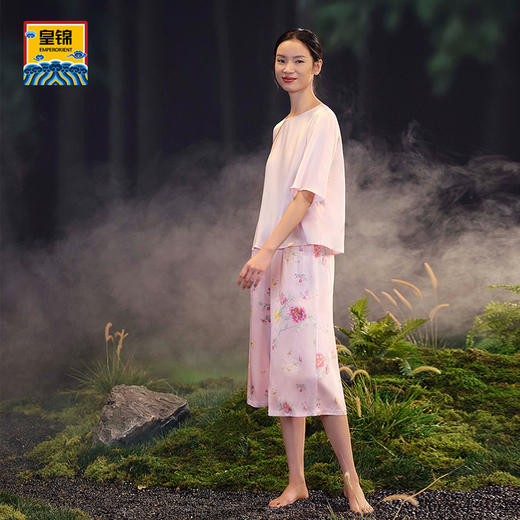 【皇锦】真丝印花五分短袖七分裤分身套装 商品图4