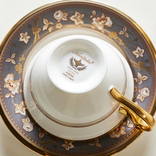 Noritake则武 SUBLIME日式花鸟图奢华骨瓷咖啡杯24K金红茶杯送礼 商品图8