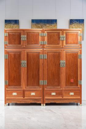 红桥红  家具严选  缅甸花梨（大果紫檀）  【236素面 顶箱柜 独板 白胚】