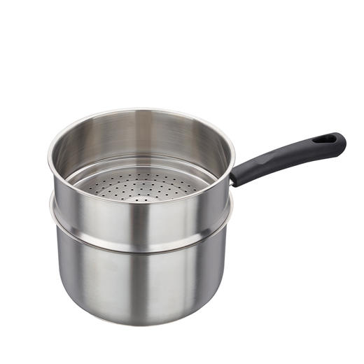 美思工房304不锈钢奶锅泡面锅小煮锅带蒸格套装 商品图2