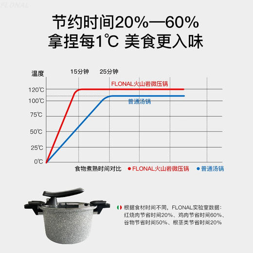  FLONAL意大利进口火山岩不粘锅微压锅家用煮汤锅炖锅电磁炉燃气灶压力锅6L 商品图4