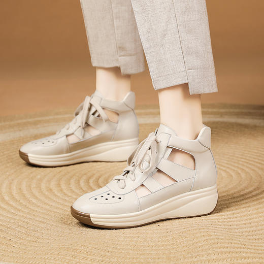 坡跟圆头凉鞋，时尚中跟女鞋XYM-k768 商品图1