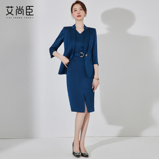 艾尚臣西装外套女通勤工装高级感通勤修身洋装缎面感职业套装薄 商品图2