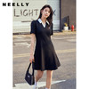 NEELLY纳俪夏季学院风黑色连衣裙女修身显瘦POLO领A字裙小个子潮N23044Y05510 商品缩略图0