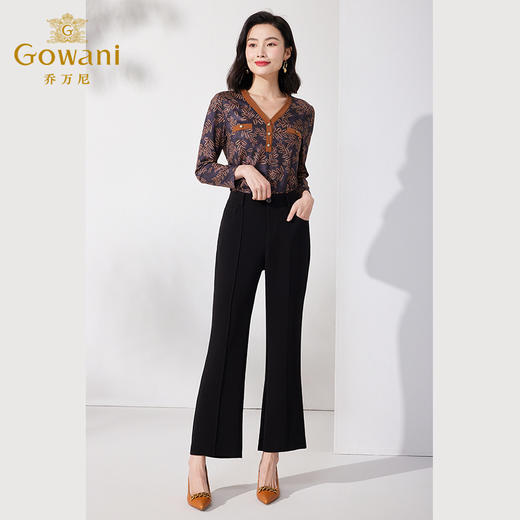 乔万尼新款薄款针织衫v领长袖上衣ET1C511 商品图4