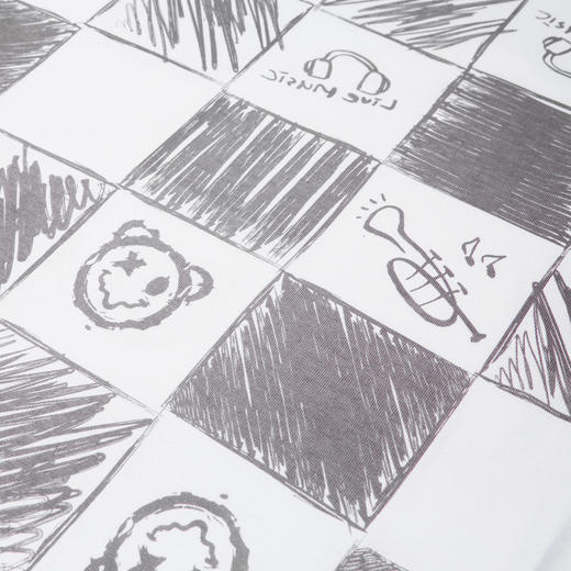 GXG男装 夏热卖纯棉潮搭涂鸦棋盘格创意印花时尚情侣短袖T恤 商品图3