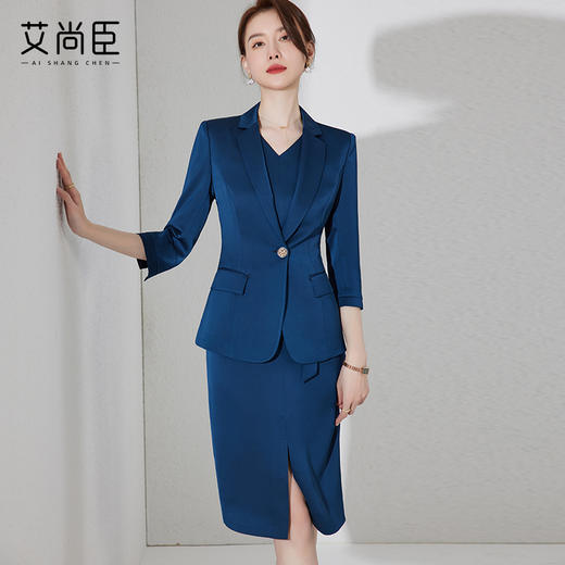 艾尚臣西装外套女通勤工装高级感通勤修身洋装缎面感职业套装薄 商品图0