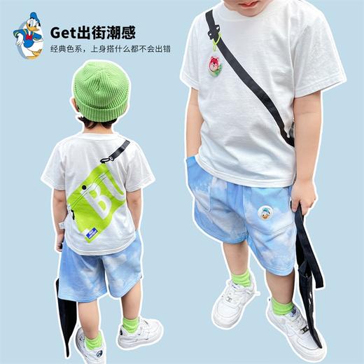 【商场同款】迪士尼童装男童五分裤时尚仿扎染夏季唐老鸭运动休闲水洗蓝短裤 商品图3