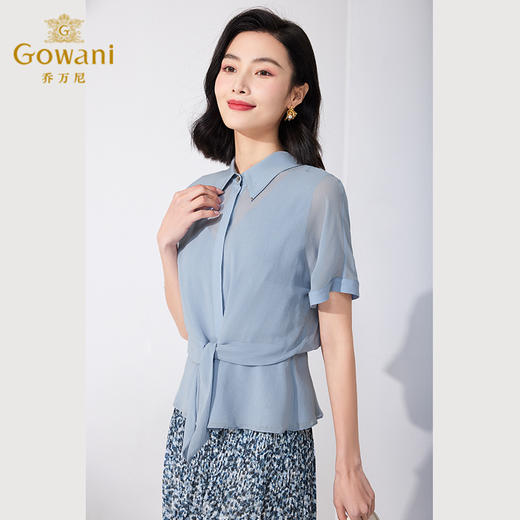 乔万尼真丝衬衫女夏季新品上衣100%桑蚕丝通勤设计ET2C208 商品图1