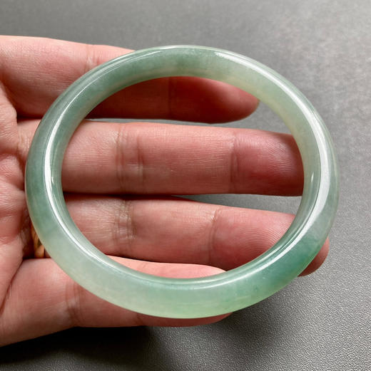 糯冰种晴水绿飘花翡翠细圆条手镯53 商品图4