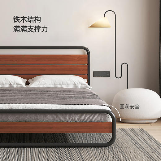 喜梦宝双人床铁艺复古实木铁艺床架双人简约现代时尚可可系列 商品图1