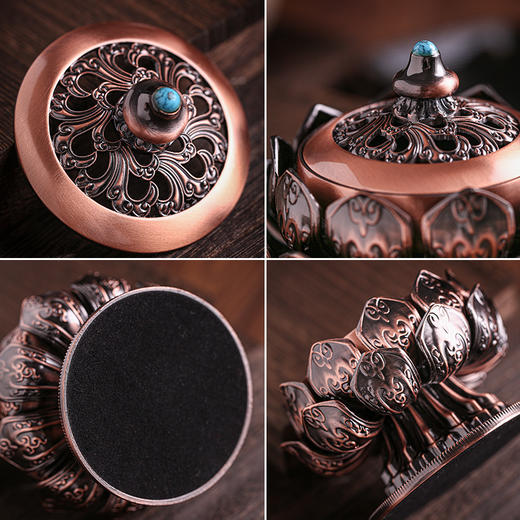 香器/莲花香座  铜香炉客厅复古莲花供佛香托线香盘香炉茶道香道熏香摆 商品图3