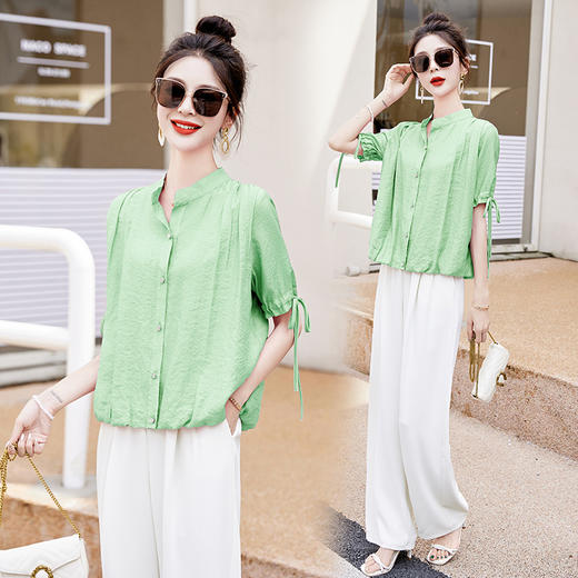 气质清新，短袖上衣阔腿裤两件套裤HR-AQHUI23050-1 商品图1