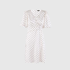 荷叶飘袖腰订珠大摆连衣裙