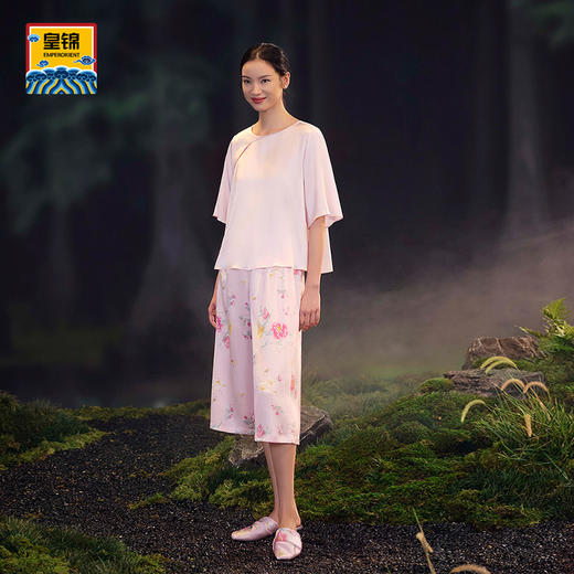 【皇锦】真丝印花五分短袖七分裤分身套装 商品图3