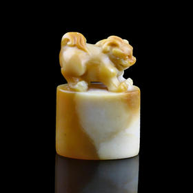 孤品014181:老挝石北部黄貔貅钮椭圆章-2.8*1.7*4.1cm