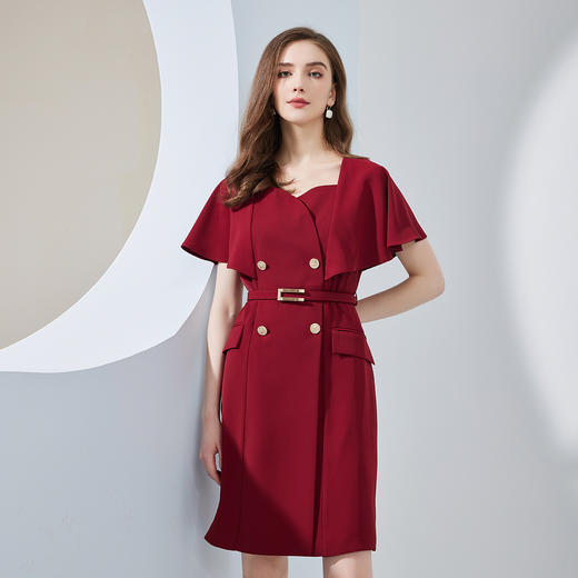 NF873斯尔丽瑟俪2023夏季新款斗篷式气质款收腰连衣裙 商品图0