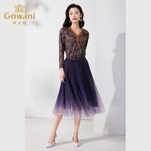 乔万尼新款薄款针织衫v领长袖上衣ET1C511 商品图3