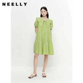 NEELLY纳俪商场同款夏季减龄娃娃领连衣裙女中长款大摆裙小个子N23051Y01117