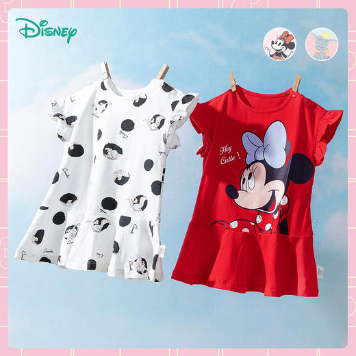 小飞袖俏皮连衣裙褶皱小裙摆女童短袖连衣裙 商品图4