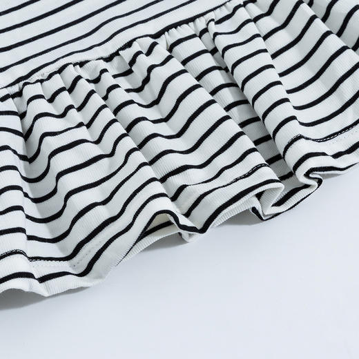 【商场同款】迪士尼童装女童短袖连衣裙洋气中大童条纹荷叶边翻尖领小飞象裙子 商品图4