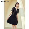 NEELLY纳俪夏季学院风黑色连衣裙女修身显瘦POLO领A字裙小个子潮N23044Y05510 商品缩略图3