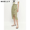 NEELLY纳俪商场同款夏季高腰碎花半身裙女中长款包臀前开叉一步裙N23051E01131 商品缩略图0