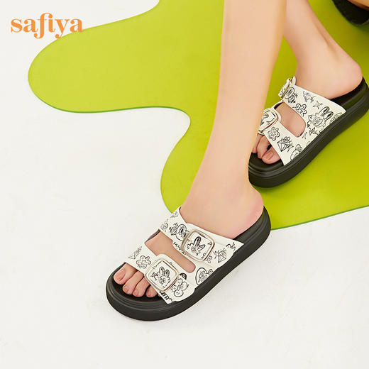 Safiya/索菲娅2023夏季新品萌趣IP炸毛兔厚底休闲假日外穿凉拖 SF32110014 商品图2
