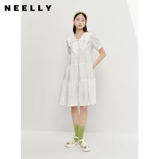 NEELLY纳俪商场同款夏季减龄娃娃领连衣裙女中长款大摆裙小个子N23051Y01117 商品图2