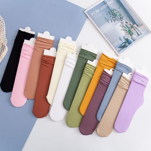 【颜色随机】堆堆袜女薄款 冰冰袜薄夏天袜子女网红冰丝长袜夏季1双 黑色白色等颜色随机 商品图1