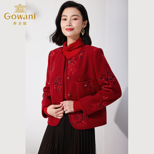 乔万尼新品春夏短外套小香风精致感羊毛呢ET1B515 商品图1